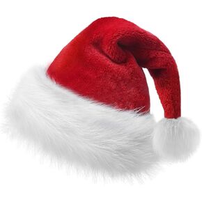 Christmas Hat Santa Hats for Adults Unisex Red Velvet Extra Thicken Xmas Hat for New Year Festive Holiday Party