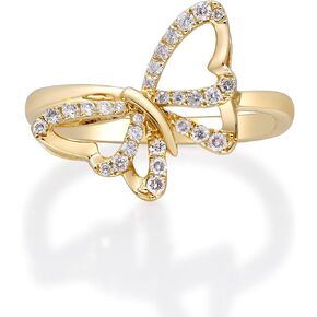 Gin & Grace in collaboration with Smithsonian Museum Collection presents a happy butterfly Ring in 925 Sterling Silver 14K Yellow Gold Plated and Diamond for exclusive everyday looK