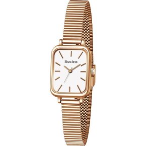 SOCICO Wrist Watches for Women Luxury Ladies Quartz Rectangle Wrist Watches with Stainless Steel Strap, Womens Casual Fashion Dainty Watch