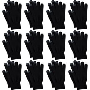 Glooarm 12 Pairs Winter Gloves with Touchscreen Fingers for Men Women Winter Magic Gloves Bulk Knit Texting Gloves