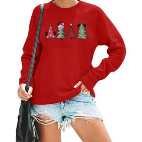 JINTING Christmas Sweatshirt for Women Christmas Tree Pullover Xmas Holiday Crewneck Sweatshirts Long Sleeve Top