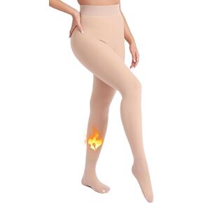MERYLURE Fake Translucent Fleece Lined Tights for Women Winter Warm Thick Thermal Velvet Pantyhose for All Skin Tones