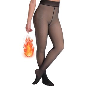HONENNA 5 Skin Colors Fake Translucent Fleece Lined Tights, Winter Thermal Pantyhose for Women under Dress, medias térmicas
