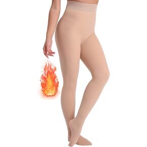 HONENNA 5 Skin Colors Fake Translucent Fleece Lined Tights, Winter Thermal Pantyhose for Women under Dress, medias térmicas