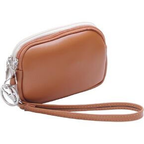 حقيبة صغيرة للعملات المعدنية مع سلسلة مفاتيح، 2 محفظة جلدية بسحاب مع معصم، محفظة لبطاقة الهوية للنساء والرجال، كريمية in Kuwait