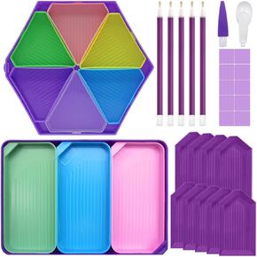 37 قطعة من مجموعات أدوات الرسم الفني الماسي 5D، SENHAI Diamond أدوات الرسم الفني ومجموعات الملحقات مع أقلام الغراء والطين الماسي ودرج تنظيم فرز الخرز للرسم الفني الماسي DIY Craft in Kuwait