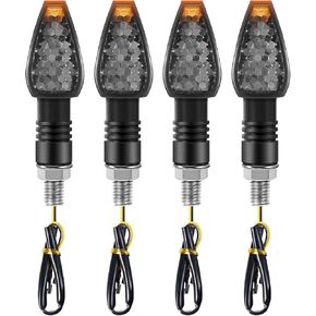 4 PCS Motorcycle Turn Signal Lights Indicators Flowing 14 LED 12V Motorbike LED Blinker Amber Lamp Mini Stalk Arrow Front Rear Lights