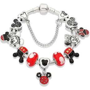 Cartoon Mouse Charms Bracelet, Red & Beautiful, 20CM, Silver, SHAPER681359412913