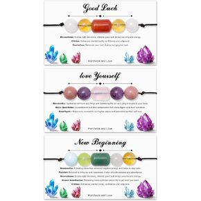 Crystal Bracelets Set, Healing Spiritual Crystal Bracelets for Women Men, Amethyst Anxiety Bracelets for Meditation, Empath Protection Bracelet Good Luck Natural Stone Bracelet Jewelry Gifts