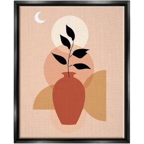 Stupell Industries Boho Vase & Moon Framed Floater Canvas Wall Art by Arctic Frame