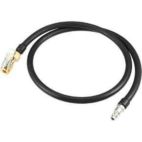Motoforti Universal Inflator Air Pump Hose Adapter Tyre Valve Inflator Hose with Lock on Air Chuck, 100cm Hose Length, Close, Copper Steel Rubber, Black