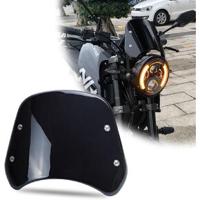 Universal Motorcycle Windshield Wind Deflector Windscreen Front Flyscreen with Mount for Motorbike 5"-7" LED Headlight