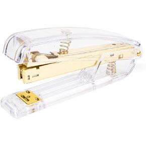 Staplers for Desk, Acrylic Stapler for Office School, Clear Durable Office Stapler (Rose Gold)