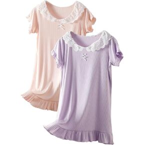 Girls' Princess Dress,Soft Summer Short Sleeve Casual Dresses 3-12Years