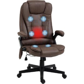 HOMCOM 6 Point Vibrating Massage Office Chair with Heat, Microfiber High Back Executive Office Chair with Reclining Backrest, Padded Armrests and Remote, Black in Saudi Arabia