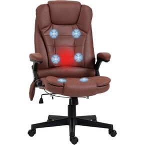 HOMCOM 6 Point Vibrating Massage Office Chair with Heat, Microfiber High Back Executive Office Chair with Reclining Backrest, Padded Armrests and Remote, Black