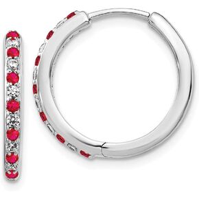 14k White Gold Diamond & Emerald Hinged Hoop Earrings