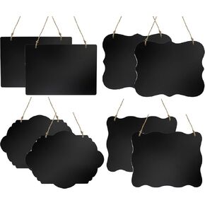 Lawei 8 Pack Hanging Chalkboard Signs, Double-Sided Chalkboard Sign with String, Erasable Message Board Sign for Wedding, Bar, Cafe, Restaurant, Memo Message Sign, Welcome Signs, Party Decorations