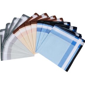 12Pcs Men's Handkerchiefs,100% Pure Cotton Handkerchiefs Pocket Square Hankies,Gents Hankies with 3 Styles