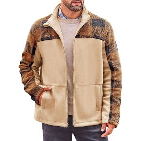 Beotyshow Mens Soft Polar Fleece Jacket Zip Up Printed Coat Casual Tribal Aztec Midweight Winter Outfits