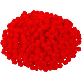 600 Pieces Christmas Pom Poms Fluffy Pom Balls Mini Craft Pompoms for Christmas DIY Party Decorations (Red)
