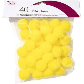 Cousin DIY Yellow 1 inch Poms, 40 Pack