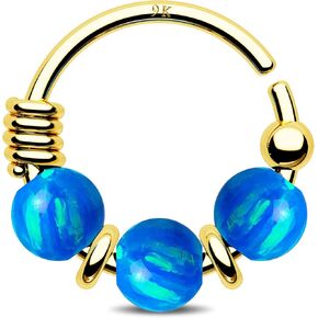 Jewseen 9K Gold 20g Opal Nose Rings for Women Nose Hoops 8mm Nose Rings Piercing Jewelry Septum Ring Cartilage Hoop Earring Helix Rook Conch Cartilage Daith Tragus Earring