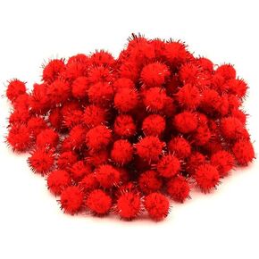 100 Pcs Small Sparkle Balls, Tinsel Pom Poms Puff Balls Glitter Pompoms for Arts Crafts DIY Christmas (Purple)