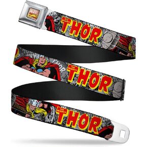 Buckle-Down Seatbelt Belt - THE MIGHTY THOR Action Poses - 1.0" Wide - 20-36 Inches in Length