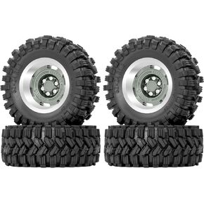 OGRC 1.2" Beadlock Wheel Tires 4mm Negative Offset Wheel Tires for Axial SCX24 AX24 TRX4M FCX24 Upgrade 1/24 1/18 RC Crawler Car (Titanium Grey)
