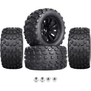 4PCS AllinRC 12mm Hex RC Truck Wheels and Tires 1/10 Scale 2.8 Truck Tires for Traxxas Stampede Vxl Hoss 4x4 Redcat Volcano Epx RC Monster Truck