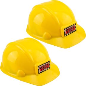 2 Pcs Kids Plastic Hard Hat Yellow Construction Worker Hat Construction Helmet Toy for Boys Girls Role Play Dress Up Costume Accessories