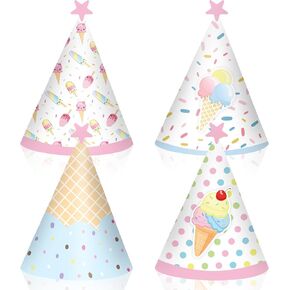 ALasse 24 pcs Ice Cream Party Hats favors for Ice Cream Birthday Decorations Ice Cream theme party Supplies