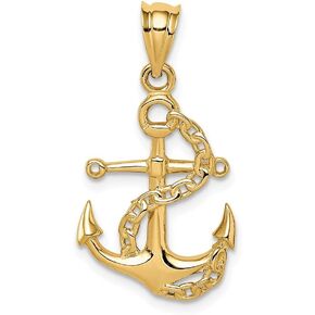 IceCarats 14K Solid Yellow Gold Anchor Mariner Link Chain Necklace Nautical Charm Pendant