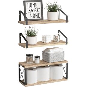 RICHER HOUSE Floating Bathroom Shelves, Bathroom Shelves Over Toilet, White Shelves for Bathroom Wall Decor, Wall Mounted Hanging Shelves for Bedroom, Kitchen Wall Storage and Organizers - White