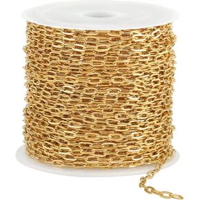 UMAOKANG 10 Meters Paperclip Chain for Jewelry Making Gold Plated Stainless Steel Chain Necklace Bracelet DIY Chain Bulk Jewelry Chain Roll