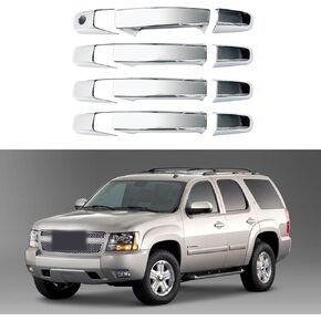 8PCS Door Handle Covers Trim Compatible with 2014-2020 Chevrolet Silverado+GMC Sierra Suvs Trucks Glossy-Black Without Passenger Keyhole