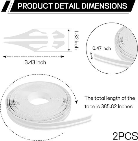 2 Rolls×32Ft Car Pinstriping Tape, Vinyl Automotive Pinstriping Tape Stripe Decal, DIY Car Body Side Stripes Trim Sticker, Universal for Motorcycle Door Home Musical Instrument (White) in Kuwait