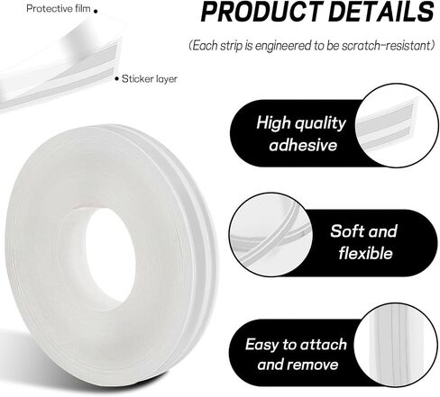 2 Rolls×32Ft Car Pinstriping Tape, Vinyl Automotive Pinstriping Tape Stripe Decal, DIY Car Body Side Stripes Trim Sticker, Universal for Motorcycle Door Home Musical Instrument (White) in Kuwait