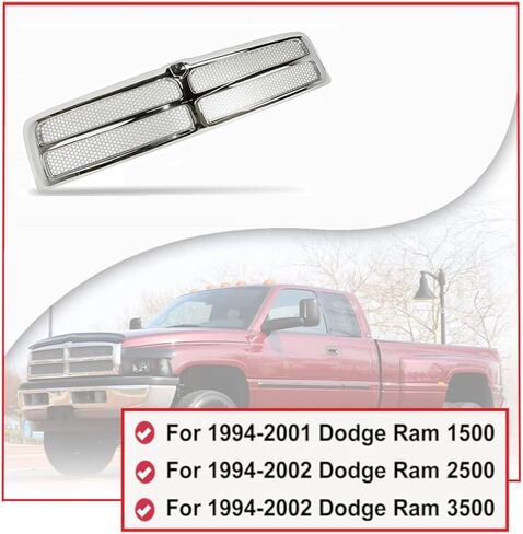 Front Grille With Honeycomb Mesh Insert (All Chrome) Front Grill Compatible With Dodge 1994-2001 Ram 1500 / Compatible With Dodge 1994-2002 Ram 2500 / Compatible With Dodge 1994-2002 Ram 3500 in Saudi Arabia