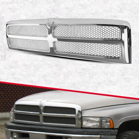 Front Grille With Honeycomb Mesh Insert (All Chrome) Front Grill Compatible With Dodge 1994-2001 Ram 1500 / Compatible With Dodge 1994-2002 Ram 2500 / Compatible With Dodge 1994-2002 Ram 3500 in Saudi Arabia