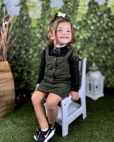HINTINA Toddler Little Girl Corduroy Button Down Overall Dress Set 2-7Y in Kuwait