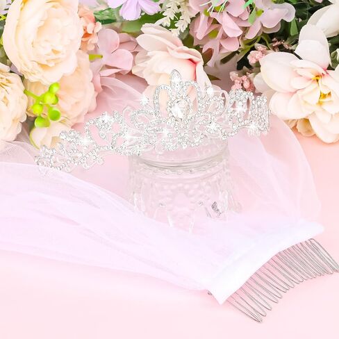 Bridal Veil and Tiara Set, Bachelorette Party Decorations, Bride Crown and Veil Set, Bridal Shower Gift Supplies, Bride Gifts for Bachelorette Party in Kuwait