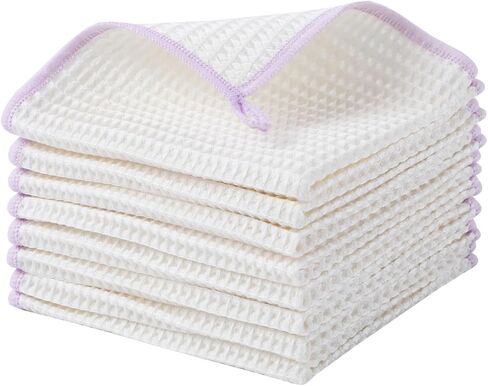 Oeleky Kitchen Dish Cloth Pack of 8, Strong Absorbent Dish Rags for Washing Dishes, Waffle Weave Cleaning Cloths Quick Drying (12x12 Inches, Brown) in Saudi Arabia