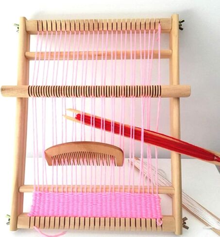 Moufhia Weaving Loom Kit,15"*9.8" Wooden Tapestry Looms with Stand,Wooden Multi-Craft Weaving Loom with Comb for Beginner Adults in Saudi Arabia