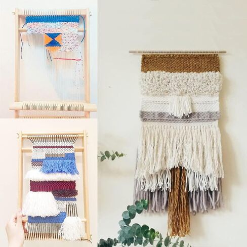 Moufhia Weaving Loom Kit,15"*9.8" Wooden Tapestry Looms with Stand,Wooden Multi-Craft Weaving Loom with Comb for Beginner Adults in Saudi Arabia