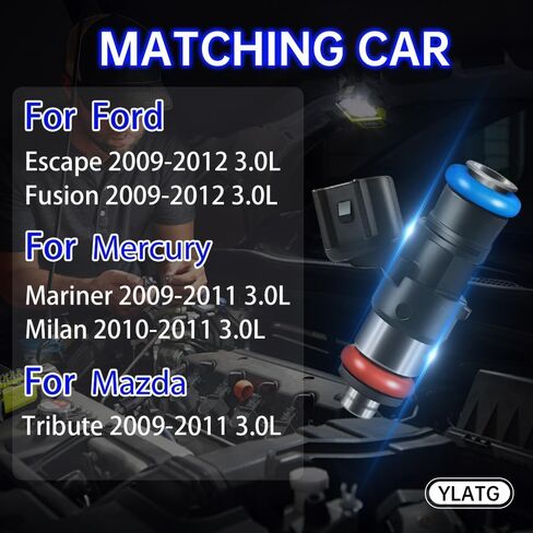 حاقن الوقود لفورد إسكيب 2009-2012، فيوجن 2009-2012. لمازدا تريبيوت 2009-2011. لميركوري مارينر 2009-2011، ميلان 2010-2011 3.0L 0280158189 (6 قطعة) in Kuwait