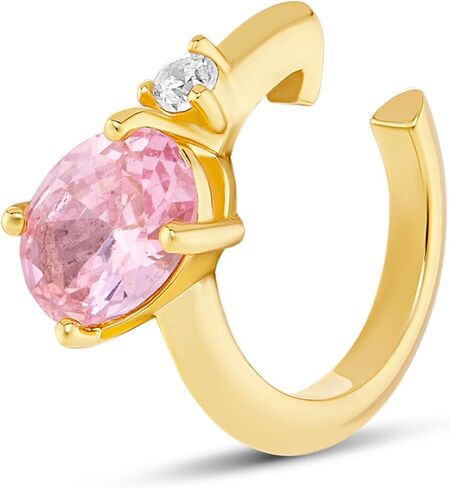 MILLA Ear Cuffs Non Piercing, Birthstone Jewelry, 14K Gold Plated over 925 Sterling Silver Half Hoop Dainty Earrings for Women Trendy with CZ Stones, Lightweight and Hypoallergenic in Kuwait