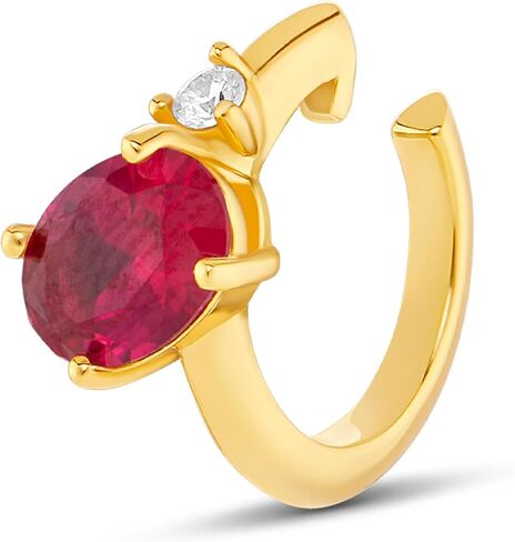 MILLA Ear Cuffs Non Piercing, Birthstone Jewelry, 14K Gold Plated over 925 Sterling Silver Half Hoop Dainty Earrings for Women Trendy with CZ Stones, Lightweight and Hypoallergenic in Kuwait