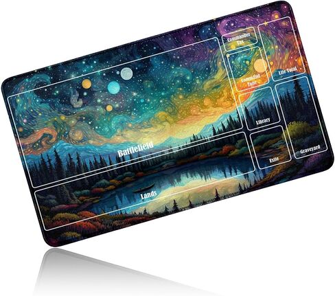 for MTG Playmat 24 x 14 Inches, Card Playmat Stitched with Magic Zones Commander Deck Gaming Desk Mat Card Gameplay Pad for MTG TCG Trading Card Inked Game - Purple Sky in Kuwait